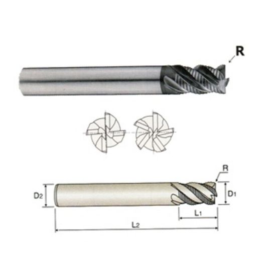 Picture of YG-1 G9D76120 DIA 12MM SH 0.4724 LOC 0.9449 OAL 3.2677 End Mill Carbide TiAlN Single End Corner Radius 0.0197 0.50MM X-SPEED End Mill
