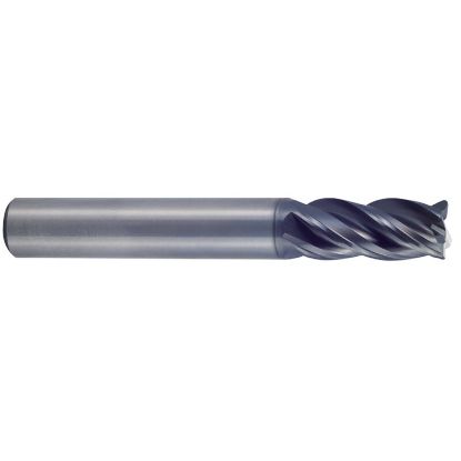Picture of YG-1 UGMF70927 DIA 1/2 SH 0.50 LOC 1.00 OAL 3.00 End Mill Standard Flute Variable Helix Carbide TiAlN Single End Corner Radius 0.0600 1.52MM V7 Plus A