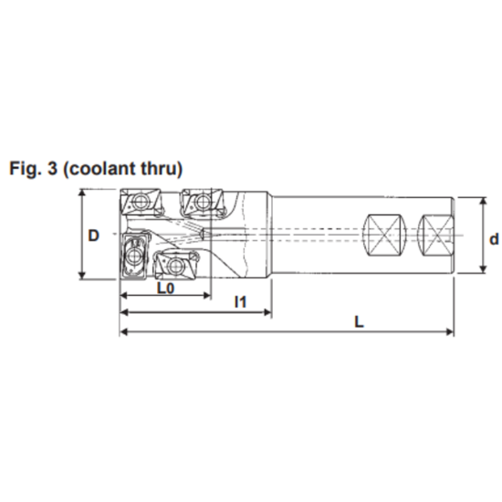 Picture of DIJET SEC-2150-1.5-S125 Milling Cutter 90.0°, Drill Mill 1.500 Cutter Diameter Weldon 1.250 Shank 5.500 OAL 4 Flute