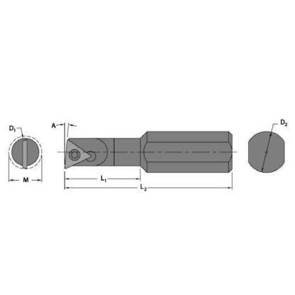 Picture of EVEREDE Tool 00387CH Triangle Boring Bar Dia0.5000 Positive 0.2030 5.16MM Cutter Dia