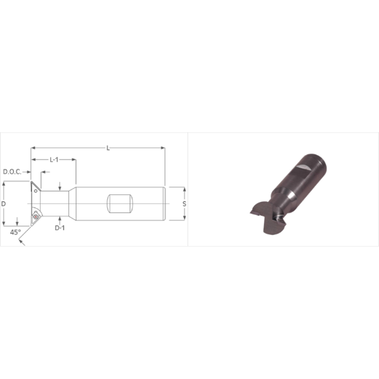 Picture of K-Tool DT-1210 X33 Milling Cutter 45.0° 1.250 Cutter Diameter 1.000 Weldon