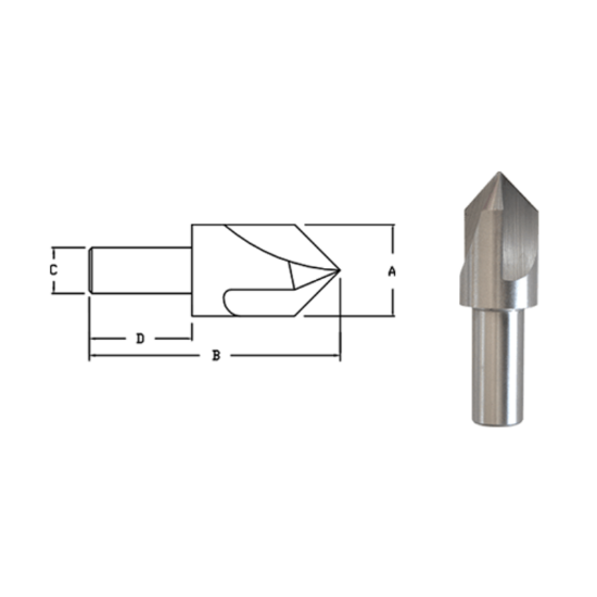 Picture of LINK 91-L2-555 1-1/2 OD 60° 3-Flute HSS Center Reamer