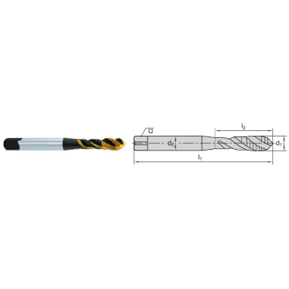 Picture of LMT FETTE 1401055 9/16-12.00TPI Cut Spiral Flute Mod Bottom 2.0P-3.0P HSSE-Powder Metal TiCN +