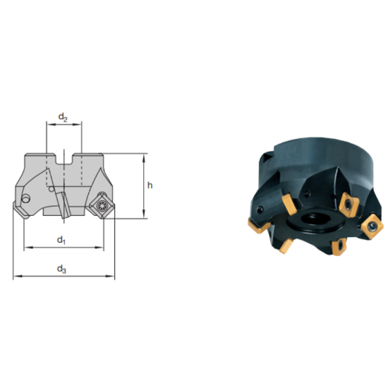 Picture of LMT FETTE FMT45 S12.200AA Milling 45.0°, Face Mill Cutter 2.000 Cutter Diameter