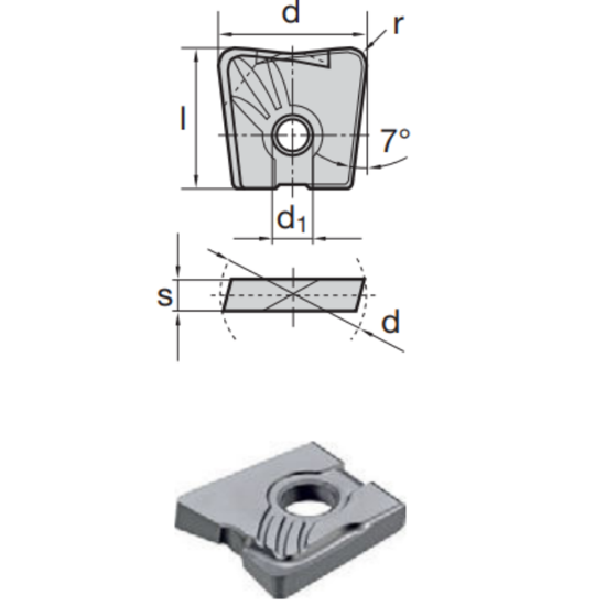 Picture of LMT FETTE WPB 1000 AF 4 LCHK10M Milling Insert Back Draft