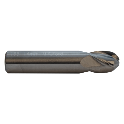 Picture of M.A. FORD 16518750A DIA 3/16 SH 0.1875 LOC 0.3750 OAL 2.00 End Mill Standard Flute Standard Helix Carbide AlTiN Single End Ball Nose TuffCut® GP