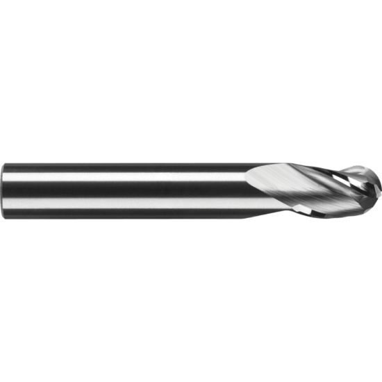 Picture of ROBBJACK MSB-301-12-C DIA 12MM SH 0.4724 LOC 0.6299 OAL 2.8740 End Mill Standard Flute Standard Helix Carbide TiCN Single End Ball Nose